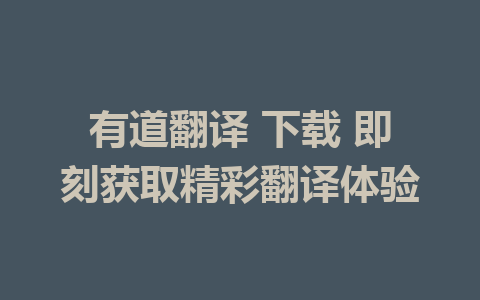 有道翻译 下载 即刻获取精彩翻译体验