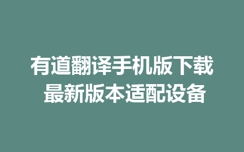 有道翻译手机版下载 最新版本适配设备