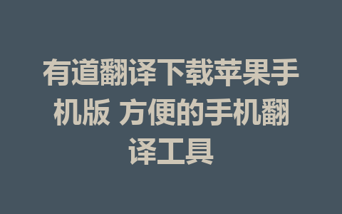 有道翻译下载苹果手机版 方便的手机翻译工具