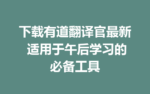 下载有道翻译官最新 适用于午后学习的必备工具