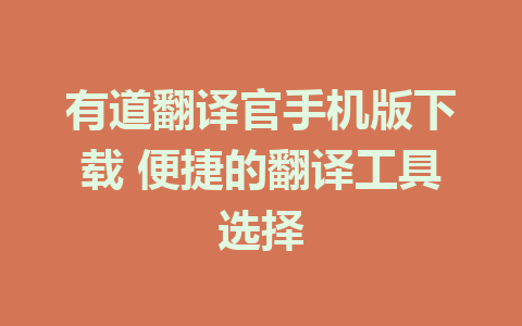 有道翻译官手机版下载 便捷的翻译工具选择