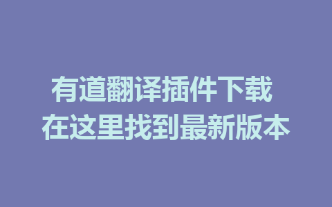 有道翻译插件下载 在这里找到最新版本