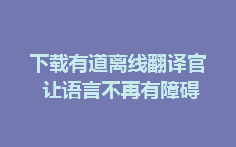 下载有道离线翻译官 让语言不再有障碍