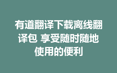 有道翻译下载离线翻译包 享受随时随地使用的便利