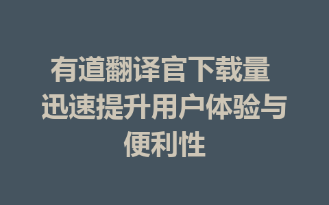 有道翻译官下载量 迅速提升用户体验与便利性